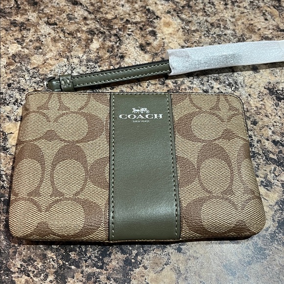 Coach Signature Coated Canvas Corner Zip Wristlet - Picture 3 of 5